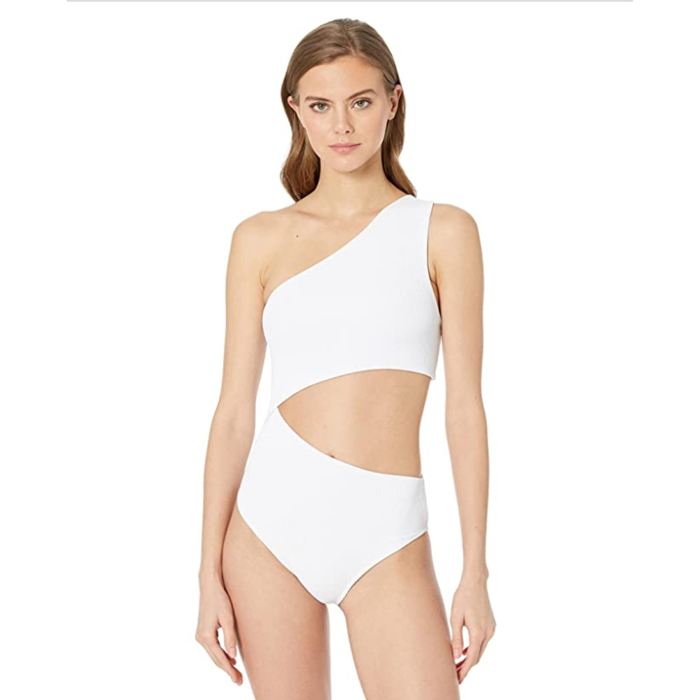 Beach Riot Celine One Shoulder Cutout One Piece Swimsuit White Size XS
